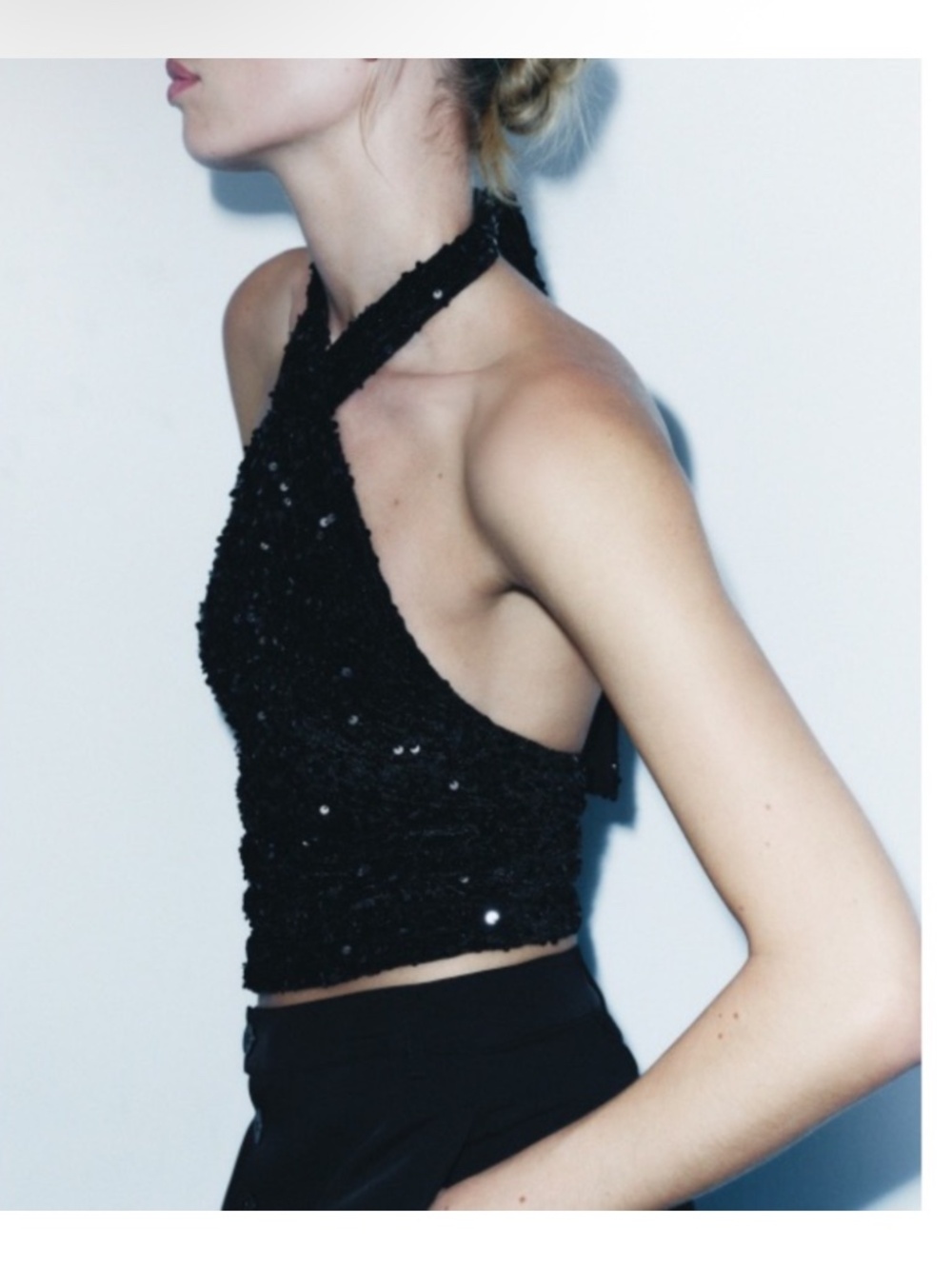 Zara Sequin Velvet Halter Top LIMITED EDITION